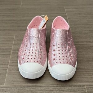Kids Pink Glitter Slip-On Shoes